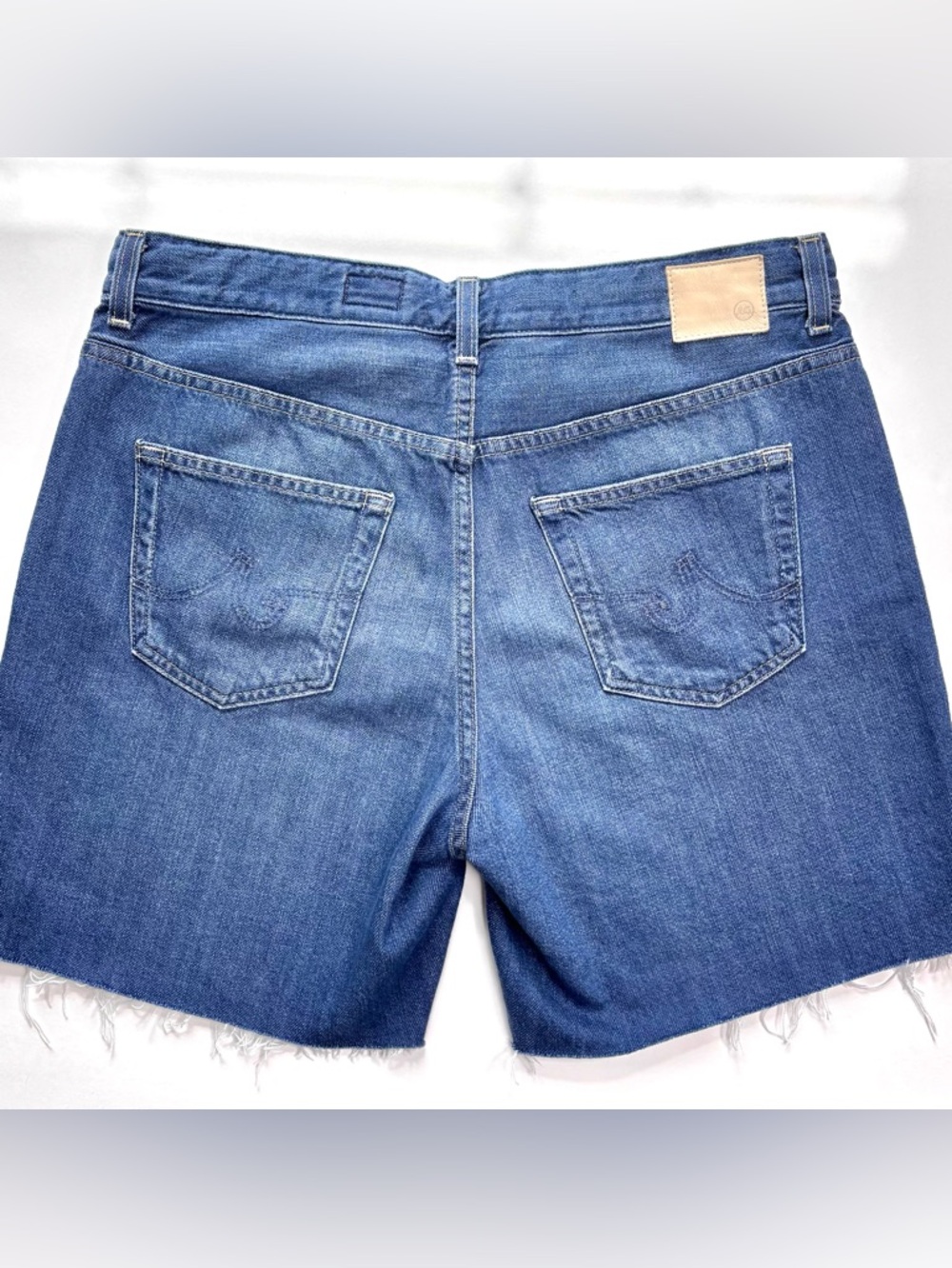 Ag Adriano Goldschmied Beryl Blue Ex Boyfriend Raw Hem 7" Denim Bermuda Shorts - Picture 12 of 12